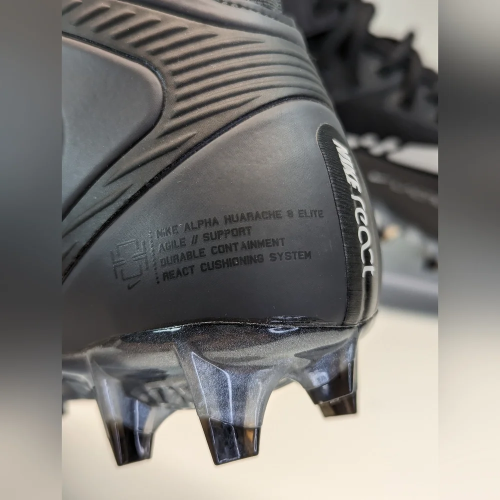 Nike Alpha Huarache 8 Elite Black Smoke Grey Lacrosse cleats size Men's 8 - Picture 5 of 9